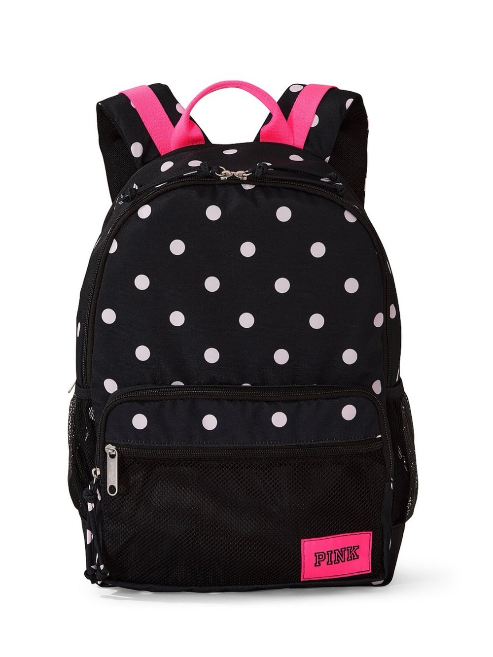 New Victoria’s Secret PINK Black Pink Polka Dot Classic Canvas Backpack Purse